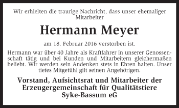 Traueranzeige von Hermann Meyer von KRZ