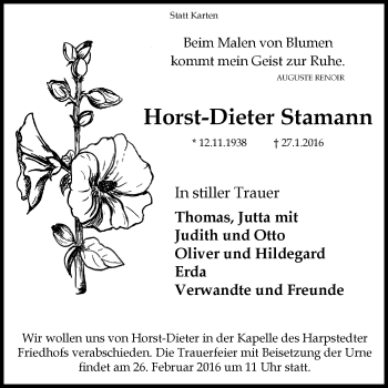 Traueranzeige von Horst-Dieter Stamann von KRZ