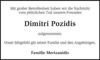 Traueranzeige von Dimitri Pozidis von KRZ