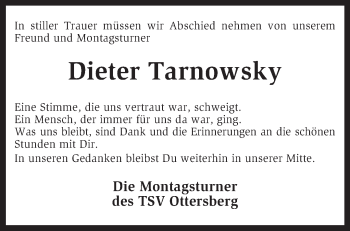 Traueranzeige von Dieter Tarnowsky von KRZ