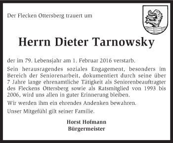 Traueranzeige von Dieter Tarnowsky von KRZ