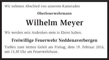 Traueranzeige von Wilhelm Meyer von KRZ