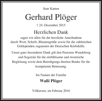 Traueranzeige von Gerhard Plöger von KRZ