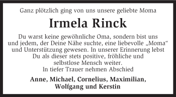 Traueranzeige von Irmela Rinck von KRZ