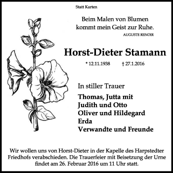 Traueranzeige von Horst-Dieter Stamann von KRZ