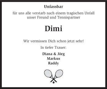 Traueranzeige von Dimitri Pozidis von KRZ