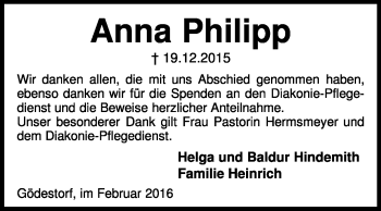 Traueranzeige von Anna Philipp von KRZ