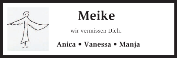 Traueranzeige von Meike Ahlden von KRZ