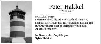 Traueranzeige von Peter Hakkel von KRZ