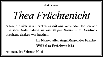 Traueranzeige von Thea Früchtenicht von KRZ