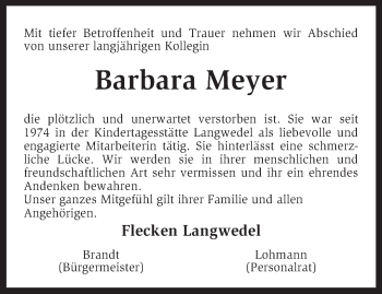 Traueranzeige von Barbara Meyer von KRZ