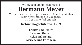 Traueranzeige von Hermann Meyer von KRZ