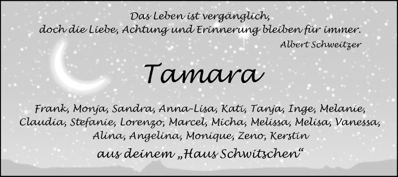  Traueranzeige für Tamara Holte vom 16.03.2016 aus SYK