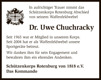 Traueranzeige von Uwe Chuchracky von SYK