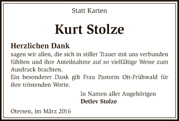 Traueranzeige von Kurt Stolze von SYK