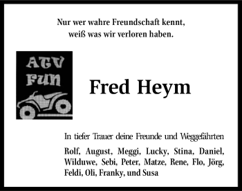 Traueranzeige von Fred Heym von SYK