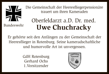Traueranzeige von Uwe Chuchracky von SYK