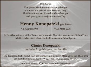 Traueranzeige von Henny Konopatzki von SYK