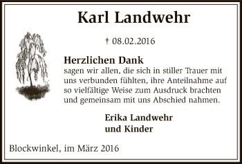 Traueranzeige von Karl Landwehr von SYK