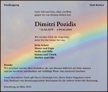 Traueranzeige von Dimitri Pozidis von SYK