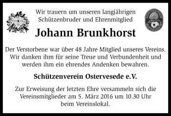 Traueranzeige von Johann Brunkhorst von SYK