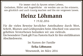 Traueranzeige von Heinz Löhmann von SYK