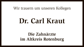 Traueranzeige von Carl Kraut von SYK