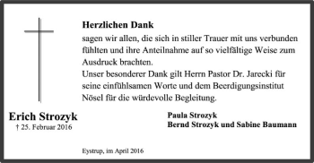 Traueranzeige von Erich Strozyk von SYK