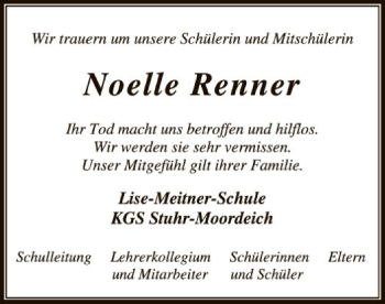 Traueranzeige von Noelle Renner von SYK