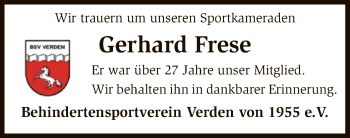 Traueranzeige von Gerhard Frese von SYK