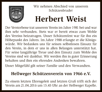 Traueranzeige von Herbert Weist von SYK
