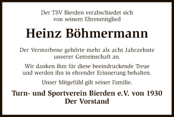 Traueranzeige von Heinz Böhmermann von SYK