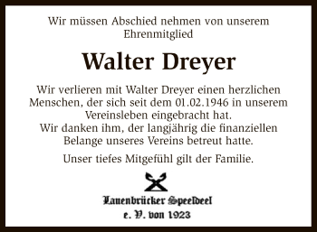 Traueranzeige von Walter Dreyer von SYK