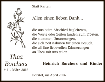 Traueranzeige von Thea Borchers von SYK