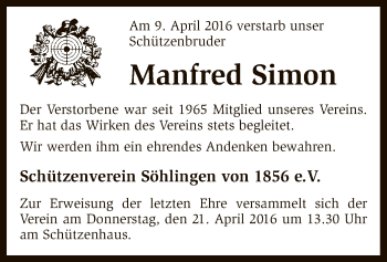 Traueranzeige von Manfred Simon von SYK