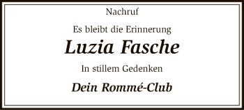 Traueranzeige von Luzia Fasche von SYK