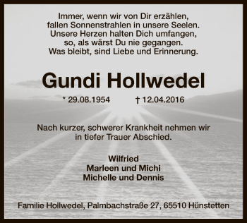 Traueranzeige von Gundi Hollwedel von SYK