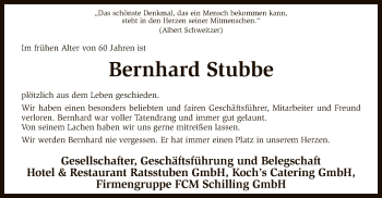 Traueranzeige von Bernhard Stubbe von SYK