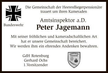 Traueranzeige von Peter Jagemann von SYK