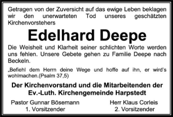 Traueranzeige von Edelhard Deepe von SYK