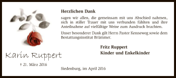 Traueranzeige von Karin Ruppert von SYK
