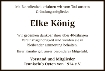 Traueranzeige von Elke König von SYK