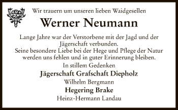 Traueranzeige von Werner Neumann von SYK