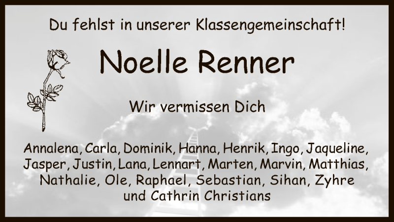  Traueranzeige für Noelle Renner vom 13.04.2016 aus SYK