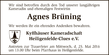 Traueranzeige von Agnes Brüning