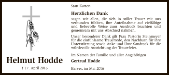 Traueranzeige von Helmut Hodde von SYK