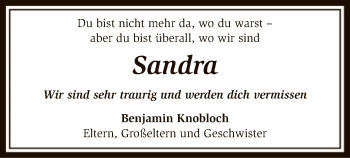Traueranzeige von Sandra Meyer von SYK