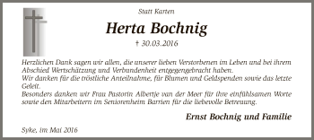 Traueranzeige von Herta Bochnig