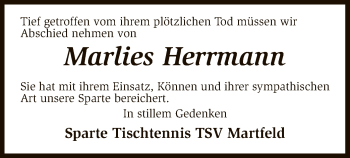 Traueranzeige von Marlies Herrmann von SYK