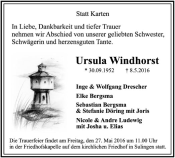 Traueranzeige von Ursula Windhorst von SYK